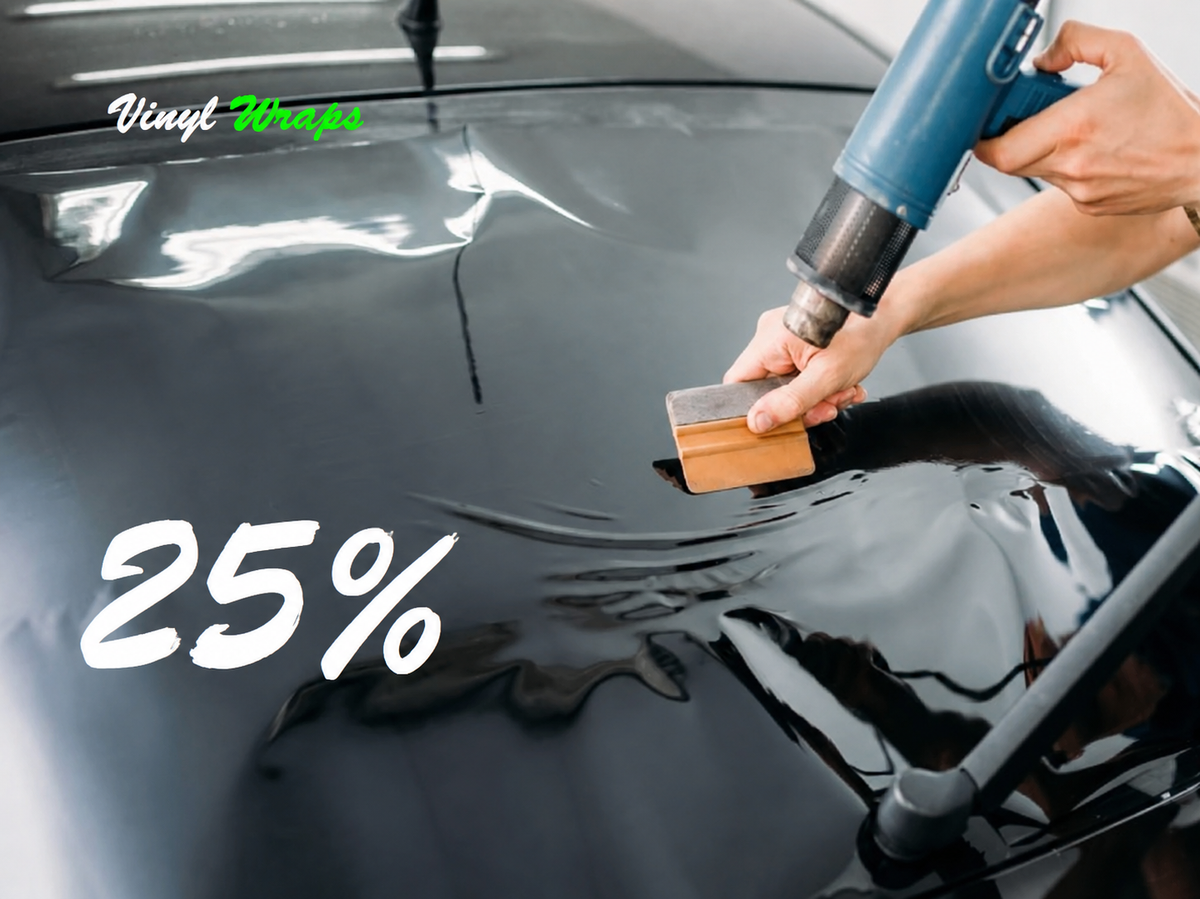 25% 75CM x 3M Black, Car Window Tint With Install Tools Included