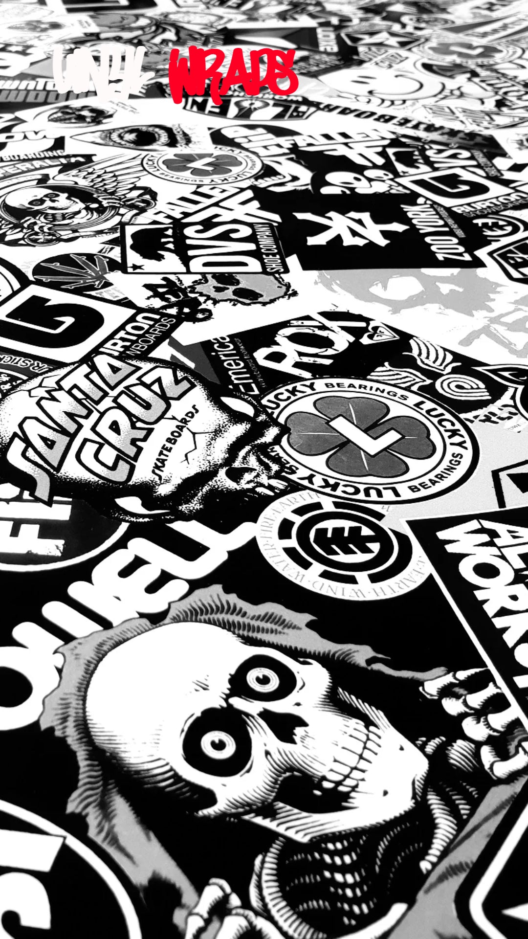 Stickerbomb Black And White Vinyl Wrap