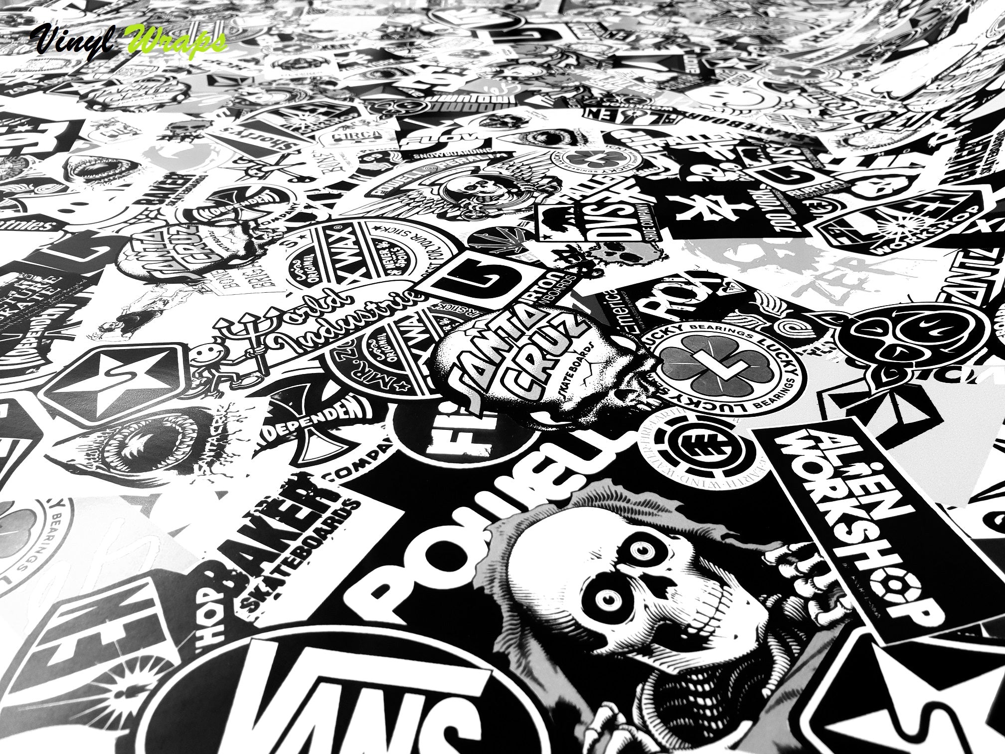 Stickerbomb Black And White Vinyl Wrap