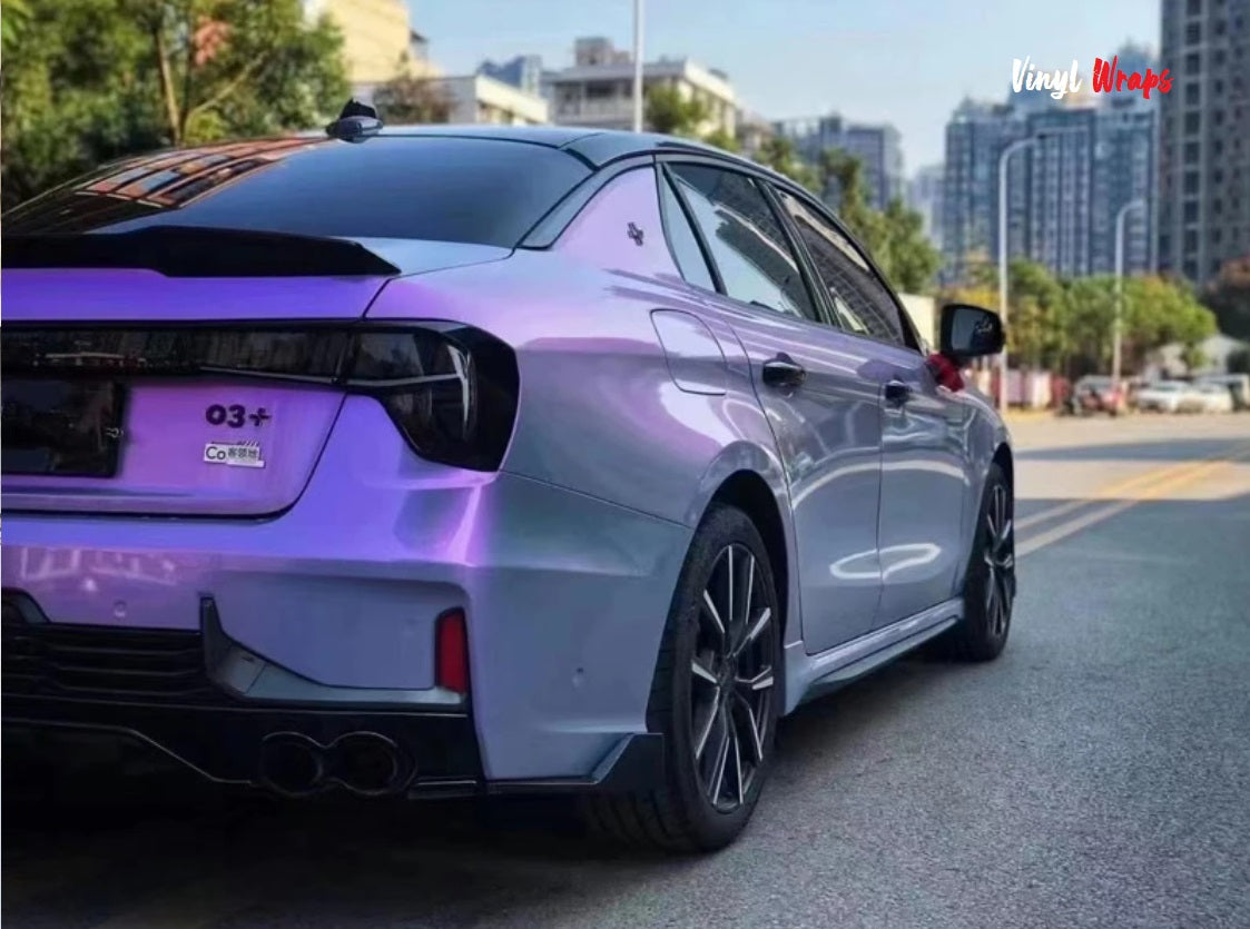 Premium Gloss Iridescent Grey Purple Flip Vinyl Wrap
