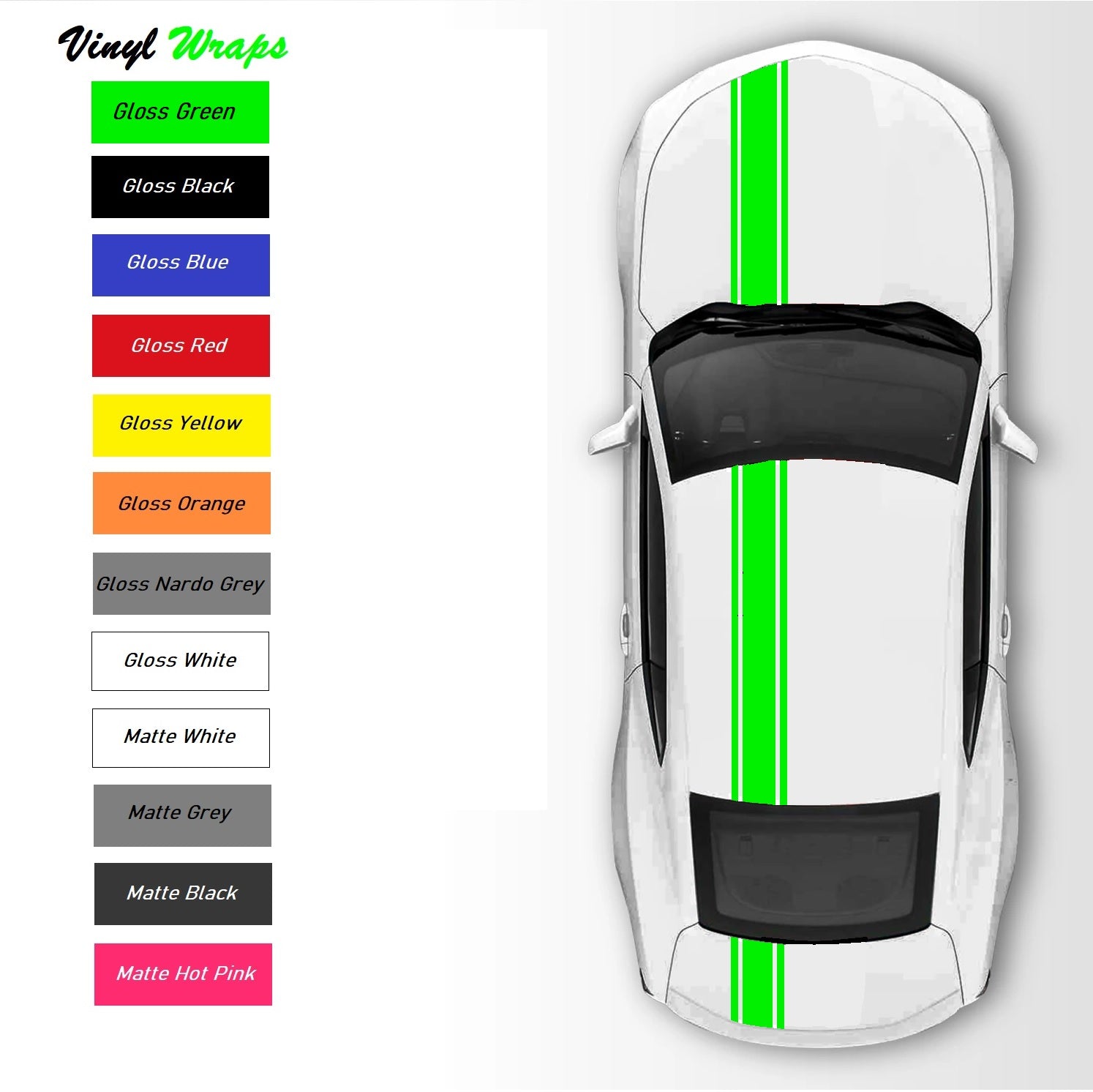 Green 3 Line Racing Stripe, 3M Roll